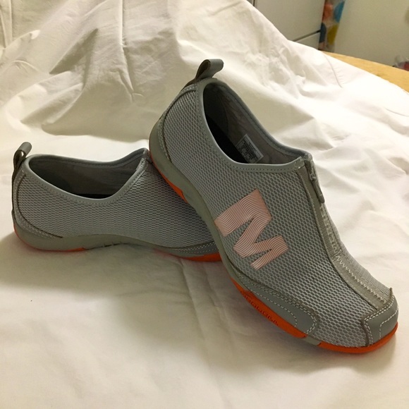 Merrell Womens US 9.5 / 10 UK 7.5 Tamba Breeze Grey Orange Mesh Zip Sneaker Shoe - Picture 2 of 8